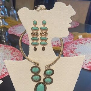 Turquoise and Gold Earrings Set